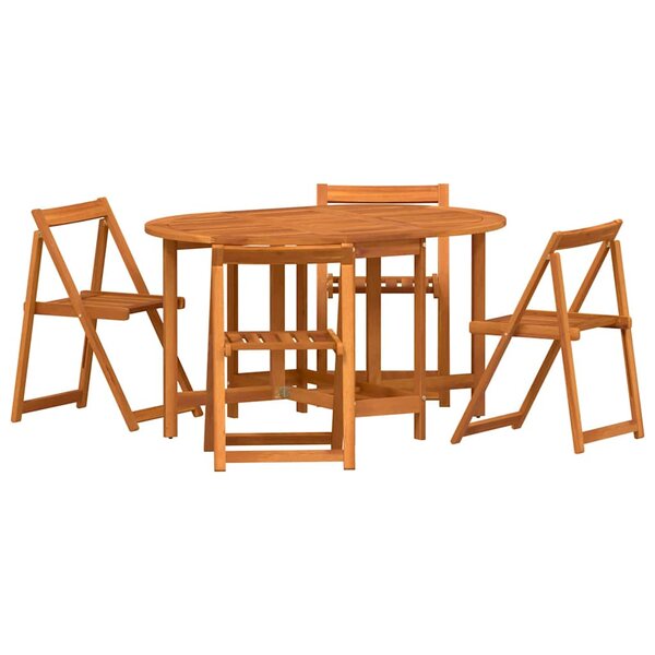 vidaXL Table de Jardin 5 Pièces Marron 110 x 60 x 72 cm