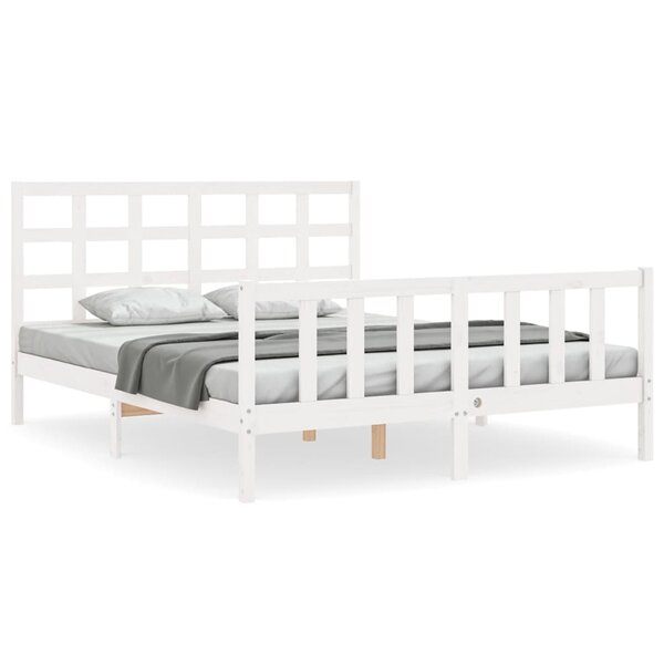vidaXL Cadre de lit sans matelas blanc 160x200 cm bois de pin massif