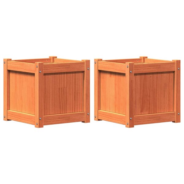 vidaXL Jardinières 2 Pièces cire marron bois de pin massif