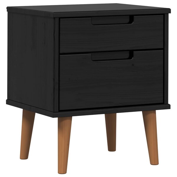 vidaXL Cabinet de chevet avec tiroir Noir 40 x 35 x 48 cm Pin massif