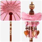 vidaXL Parasol balinais avec base Rose 95 x 95 x 260 cm
