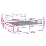 vidaXL Cadre de lit Gris Métal 200x200 cm