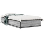 vidaXL Cadre de lit sonoma gris 75x190 cm bois d'ingénierie et métal