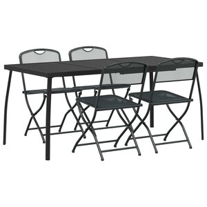vidaXL Ensemble de meubles d'extérieur 5 Pièces Anthracite Fer et Acier