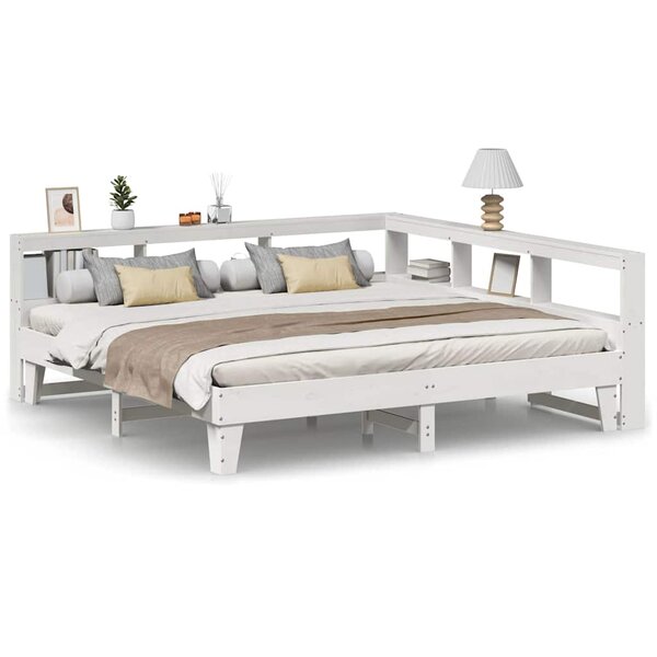 vidaXL Lit bibliothèque sans matelas blanc 180x200 cm bois pin massif