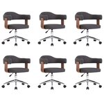 vidaXL Chaises pivotantes à manger lot de 6 gris bois courbé et tissu