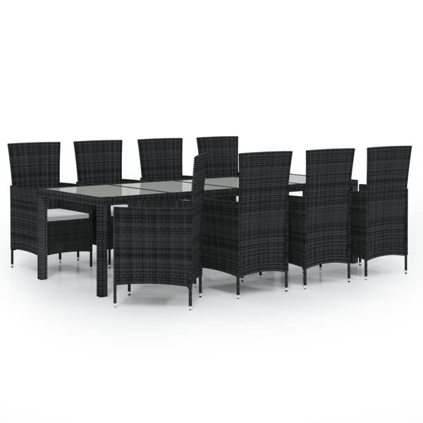 vidaXL Ensemble à manger d'extérieur avec coussins 9Pièces Résine tressée