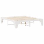 vidaXL Cadre de lit surélevé Blanc 200 x 200 cm Bois massif en pin