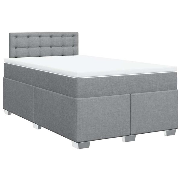 vidaXL Sommier à lattes de lit et matelas gris clair 120x190 cm tissu