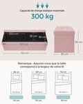 Banc de rangement pliable pouf coffre bout de lit banquette 110 x 38 x 38 cm tissu façon lin charge 300 kg pour entrée chambre salon rose 12_0004156
