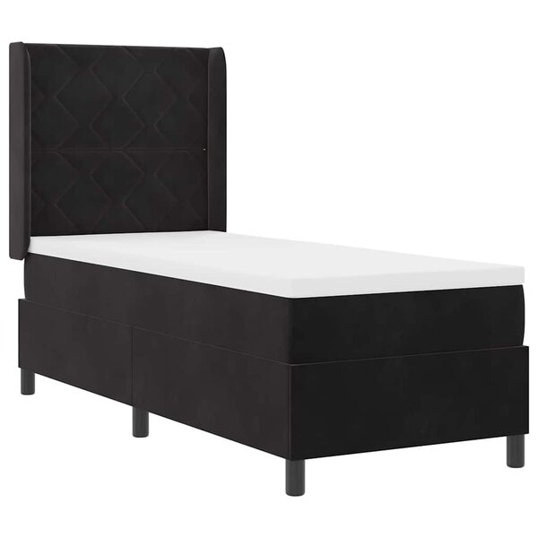 vidaXL Lit à Ressorts avec Matelas LED Manuel Noir 80 x 200 cm Velours