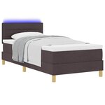 vidaXL Lit à ressort LED avec matelas Marron foncé 90 x 190 cm tissu