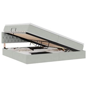 vidaXL Lit de Rangement avec matelas Gris clair 200 x 200 cm Velours