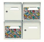 Pack de 4 boîtes aux lettres murales - 2x "The Maniac World" SKWAK - 2x "Blanc ivoire"