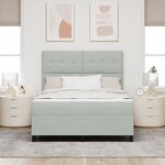Lit Box Spring vidaXL avec Matelas & Lumière LED Gris Clair 140x190 cm Velours