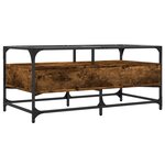 vidaXL Table basse avec dessus en verre chêne fumé 98 5x50x45 cm acier