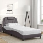 vidaXL Lit Viana avec matelas gris 90x190 cm similicuir