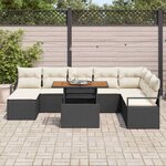 vidaXL Ensemble de canapé de jardin 9 Pièces Noir Poly rotin