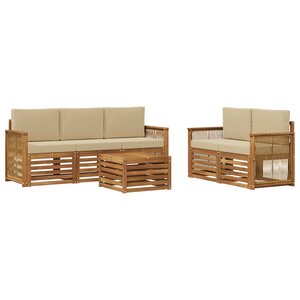 vidaXL Ensemble de canapés d'extérieur 6 pc Naturel et Beige