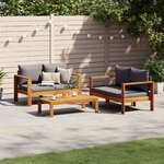 vidaXL Salon de jardin avec coussins 3 Pièces bois massif d'acacia