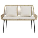 vidaXL Banc de jardin Marron  Noir  Crème Rattan synthétique  acier