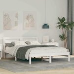 vidaXL Cadre de lit Blanc 135 x 190 cm Bois massif en pin
