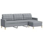 vidaXL Canapé à 3 places avec repose-pieds Gris clair 210 cm Tissu