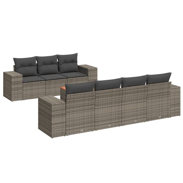 vidaXL Salon de jardin 8 Pièces avec coussins gris résine tressée