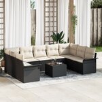 vidaXL Ensemble de Canapé de Jardin 9 Pièces avec Coussins Rattan Poly Marron