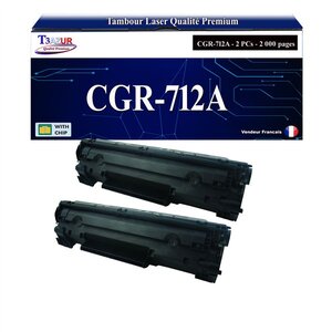 T3AZUR -2x Toners compatibles avec Canon 712 (1870B002) pour Canon LBP3010  LBP3100  LBP-3010  LBP-3100