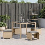 vidaXL Tabourets de jardin coussins lot de 4 mélange beige 41x41x36 cm