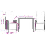 vidaXL Ensemble à manger de jardin 3 Pièces coussins gris résine tressée