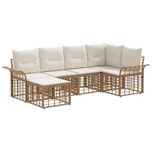 vidaXL Ensemble de canapés d'extérieur 6 Pièces Blanc Naturel et Crème