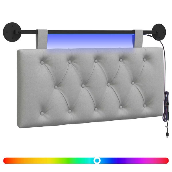 vidaXL Tête de lit suspendue Gris nuage Tissu