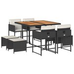 vidaXL Ensemble à manger de jardin 9Pièces coussins noir résine tressée