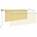 vidaXL Auvent rétractable automatique avec store 3x2 5m Jaune et blanc
