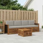 vidaXL Ensemble de canapés d'extérieur 5 Pièces Naturel et gris clair
