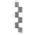 vidaXL Étagère d'angle murale gris 19x19x123 cm bois d'ingénierie