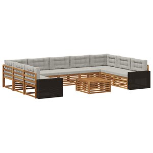 vidaXL Ensemble de canapés d'extérieur 10 Pièces Naturel et gris clair