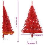 vidaXL Demi sapin de Noël artificiel avec support Rouge 180 cm PVC