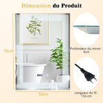 Miroir mural salle de bain led à 3 couleurs luminosité réglable fonction mémoire et de désembuage interrupteur tactile et affichage temps température 20_0005058