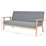 vidaXL Canapé à 3 places Tissu Gris clair