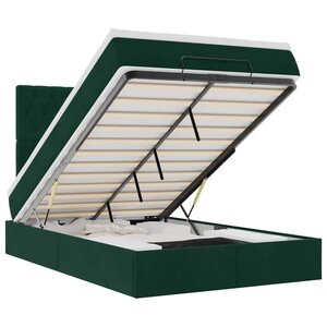 vidaXL Cadre de lit ottoman avec matelas vert foncé 120x190 cm velours