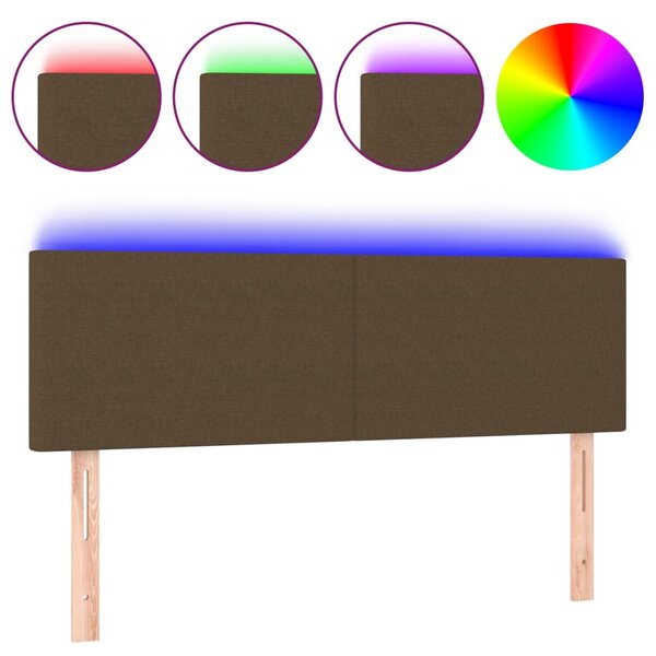vidaXL Tête de lit à LED Marron Foncé 144x5x78/88 cm Tissu