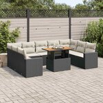vidaXL Salon de jardin 10 Pièces avec coussins noir résine tressée