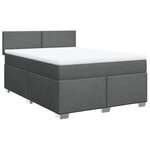 vidaXL Sommier à lattes de lit avec matelas Gris foncé 160x200cm Tissu