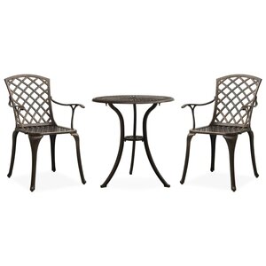 vidaXL Ensemble de bistro 3 Pièces Aluminium coulé Bronze