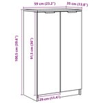 vidaXL Armoire à chaussures vieux bois 59x35x100 5cm bois d'ingénierie
