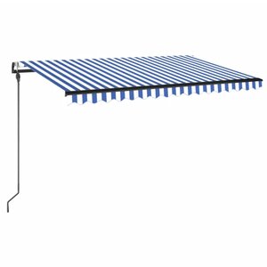 vidaXL Auvent automatique capteur de vent/LED 400x300 cm Bleu et blanc