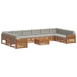 vidaXL Ensembles de canapés avec coussin 11 Pièces Gris Naturel et Clair